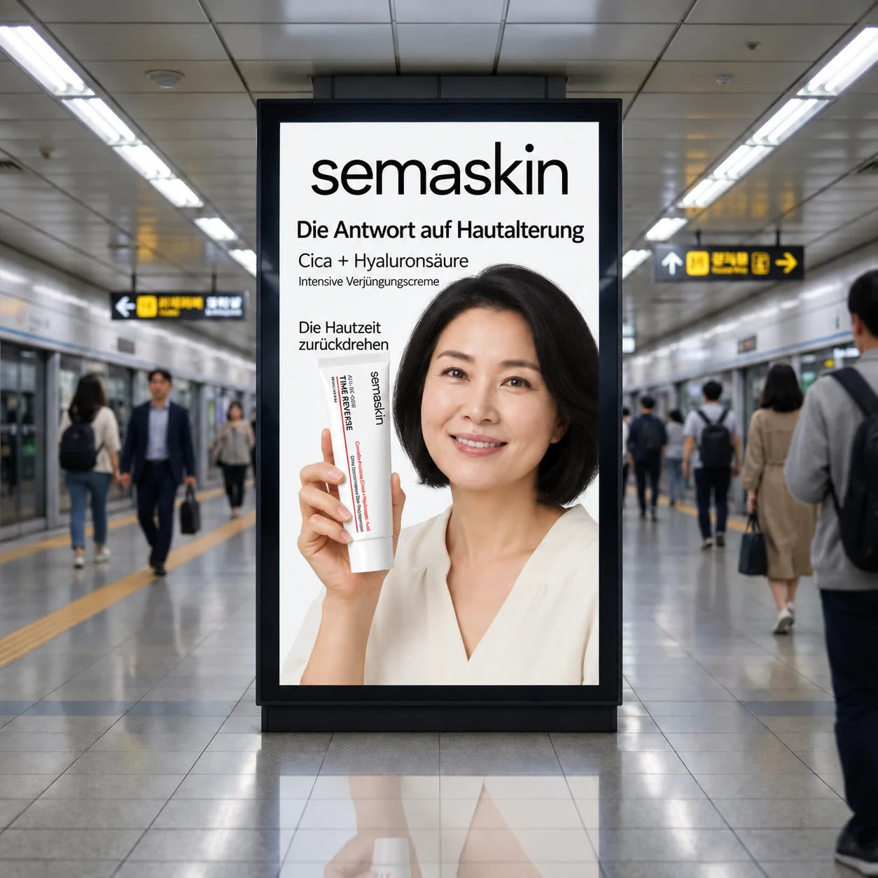 Semaskin-Werbung in einer U-Bahn-Station