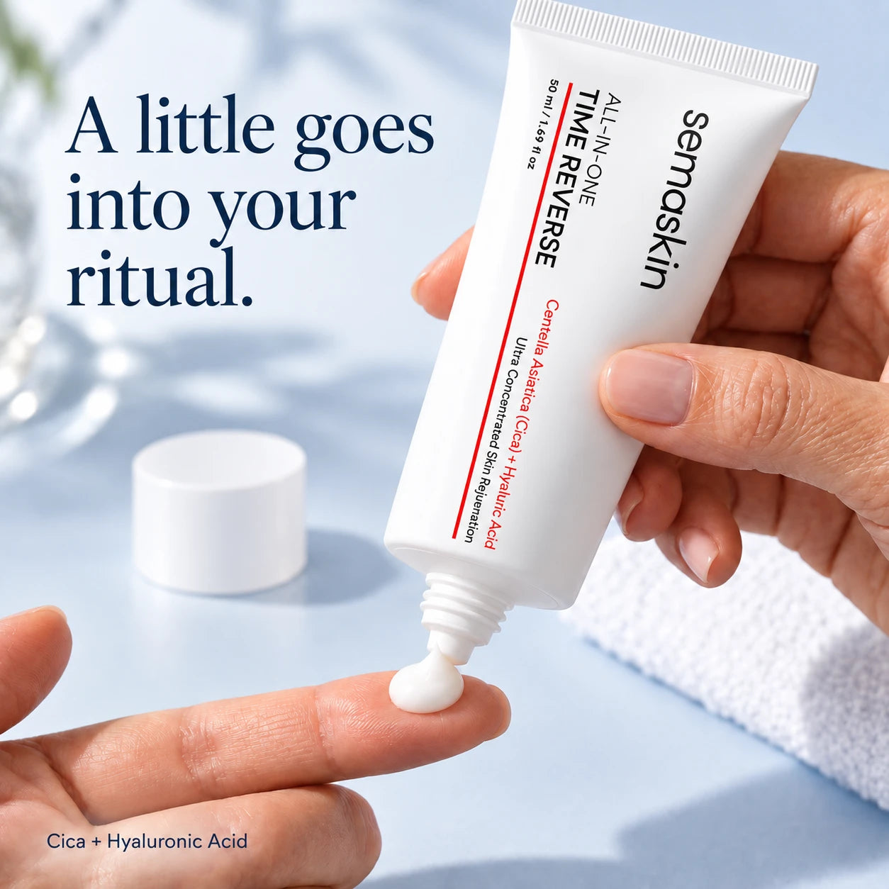 Dispensing a small amount of Time Reverse cream